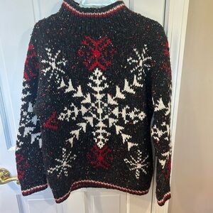 L.L. Bean Black and Red Cowl Neck Sweater